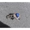 6MM HEART LINDE LINDY CF BLUE STAR SAPPHIRE CREATED 2ND RD PLT HALO .925 SS RING #1 small image