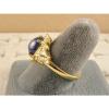 VINTAGE SIGNED LINDE LINDY CF BLUE STAR SAPPHIRE CREATED CAP HRT RING YGP.925 SS #5 small image