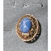 LINDE LINDY CF BLUE STAR SAPPHIRE CREATED 2ND YELLOW GOLD ION PLT STAINLESS RING #1 small image