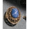 LINDE LINDY CF BLUE STAR SAPPHIRE CREATED 2ND YELLOW GOLD ION PLT STAINLESS RING #2 small image