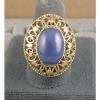 LINDE LINDY CF BLUE STAR SAPPHIRE CREATED 2ND YELLOW GOLD ION PLT STAINLESS RING #3 small image