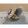 LINDE LINDY CF BLUE STAR SAPPHIRE CREATED 2ND YELLOW GOLD ION PLT STAINLESS RING #6 small image