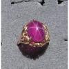 PMP LINDE LINDY TRANS HOT PINK STAR SAPPHIRE CREATED SOLID 10K YELLOW GOLD RING #1 small image