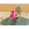 PMP LINDE LINDY TRANS HOT PINK STAR SAPPHIRE CREATED SOLID 10K YELLOW GOLD RING #2 small image