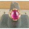 PMP LINDE LINDY TRANS HOT PINK STAR SAPPHIRE CREATED SOLID 10K YELLOW GOLD RING #4 small image