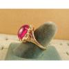 PMP LINDE LINDY TRANS HOT PINK STAR SAPPHIRE CREATED SOLID 10K YELLOW GOLD RING #5 small image