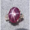 16X12MM 9+CT LINDE LINDY RED STAR SAPPHIRE CREATED RUBY SECOND Q RING .925 SS #1 small image