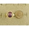 VINTAGE LINDE LINDY PLUM PURPLE STAR SAPPHIRE CREATED HALO RING YLGD PLT .925 SS #3 small image