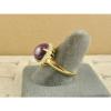 VINTAGE LINDE LINDY PLUM PURPLE STAR SAPPHIRE CREATED HALO RING YLGD PLT .925 SS #5 small image