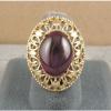 LINDE LINDY RED STAR SAPPHIRE CREATED RUBY 2ND YELLOW GOLD ION PL STNLESS RING #2 small image