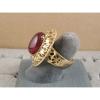 LINDE LINDY RED STAR SAPPHIRE CREATED RUBY 2ND YELLOW GOLD ION PL STNLESS RING #4 small image