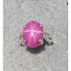 16X12MM 9+CT LINDE LINDY PINK STAR SAPPHIRE CREATED RUBY SECOND RING .925 SS #1 small image