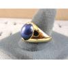 SIGNED VINTAGE LINDE LINDY CRNFLWER BLUE STAR SAPPHIRE CREATED RING YGP .925 S/S #3 small image