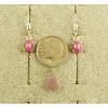 VINTAGE LINDE LINDY PINK STAR RUBY CREATED SAPPHIRE LEVER BACK EARRINGS .925 SS #2 small image