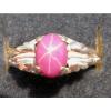 10x8mm 3+ CT LINDE LINDY PINK STAR SAPPHIRE CREATED RUBY 2ND LEAF RING .925 SS #1 small image