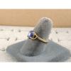 SIGNED VINTAGE LINDE LINDY CRNFLWER BLUE STAR SAPPHIRE CREATED RING YGP .925 SS #3 small image