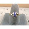 SIGNED VINTAGE LINDE LINDY CRNFLWER BLUE STAR SAPPHIRE CREATED RING YGP .925 SS #5 small image