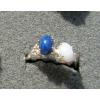 2 7X5 MM LINDE LINDY BLUE / WHITE STAR SAPPHIRE CREATED RUBY SECOND RING .925 SS #1 small image