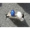 2 7X5 MM LINDE LINDY BLUE / WHITE STAR SAPPHIRE CREATED RUBY SECOND RING .925 SS #2 small image