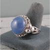28CT 18MM PMP LINDE LINDY CEYLON BLUE STAR SAPPHIRE CREATED RHODIUM PL S/S RING #2 small image