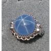 28CT 18MM PMP LINDE LINDY CEYLON BLUE STAR SAPPHIRE CREATED RHODIUM PL S/S RING #7 small image