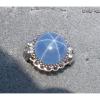 28CT 18MM PMP LINDE LINDY CEYLON BLUE STAR SAPPHIRE CREATED RHODIUM PL S/S RING #8 small image