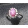 VINTAGE SIGNED LINDE LINDY AZALEA PINK STAR SAPPHIRE CREATED HALO RING RD PL S/S #1 small image