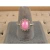 VINTAGE SIGNED LINDE LINDY AZALEA PINK STAR SAPPHIRE CREATED HALO RING RD PL S/S #4 small image