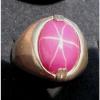 MENS 16X12mm 9+ CT LINDE LINDY PINK STAR SAPPHIRE CREATED RUBY SECOND RING SS #1 small image