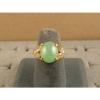 VINTAGE SIGNED LINDE LINDY MINT GREEN STAR SAPPHIRE CREATED RING 14K YELLOW GOLD #5 small image