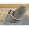 VINTAGE SIGNED LINDE LINDY PLUM PURPLE STAR SAPPHIRE CREATED HALO RING RD PL S/S #6 small image