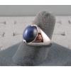 VINTAGE SIGNED LINDE LINDY CRNFLWR BLUE STAR SAPPHIRE CREATED RING RHD P .925 SS #2 small image