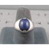 VINTAGE SIGNED LINDE LINDY CRNFLWR BLUE STAR SAPPHIRE CREATED RING RHD P .925 SS #6 small image