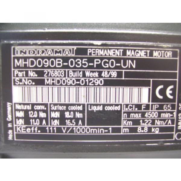 REXROTH INDRAMAT  PERMANENT MAGNET MOTOR  MHD090B-035-PG0-UN   60 Day Warranty #5 image
