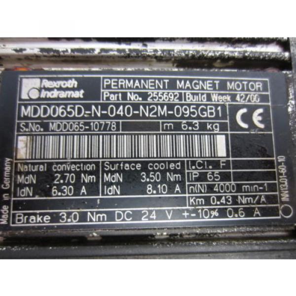 Rexroth Canada Mexico Bosch Group 255692 MDD065D-N-040-N2M-095GB1 Motor - Used #10 image