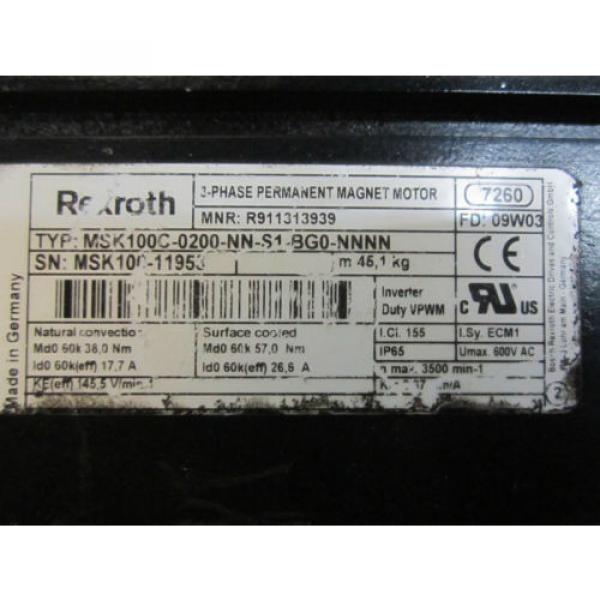 Rexroth MSK100C-0200-NN-S1-BG0-NNNN Permanent Magnet Motor 177A 600VAC Tested #6 image