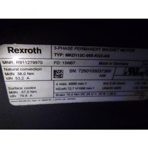 REXROTH MKD112C-058-KG3-AN 3-PHASE PERMANENT MAGNET MOTOR Origin NO BOX #4 image