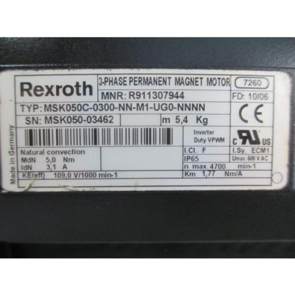 REXROTH AC SERVO MOTOR MSK050C-0300-NN-M1UG0-NNNN REFURBISHED amp; FULLY TESTED #4 image