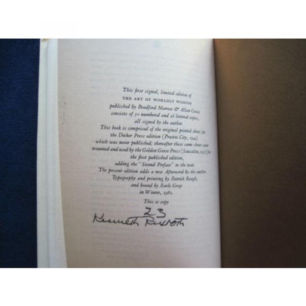 THE Korea India ART OF WORLDLY WISDOM - SIGNED &amp; INSCRIBED by KENNETH REXROTH #2 image