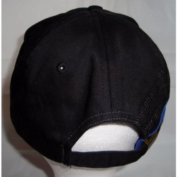 Komatsu Black Blue Embroidered Tracks Rubber Logo Strapback Baseball Cap Hat #4 image