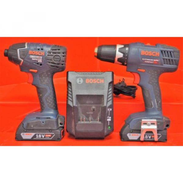 Bosch 2 Pc Drill Combo Set Impact Drill/ Driver &amp; Fastening Driver W/ Charger #1 image