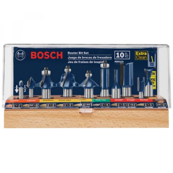 Bosch All-Purpose Professional Carbide-Tipped 10-Pc Router Bit Set RBS010 NEW #1 image