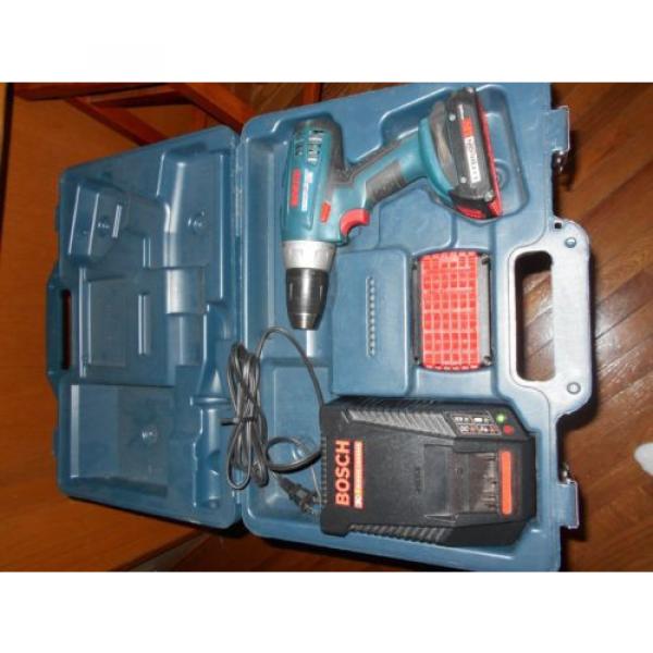 Bosch 18 volt lithium drill set w/2 batts, 30 minute peak charger and hard case #1 image