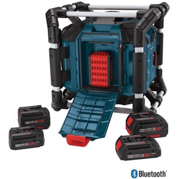 Bosch Water Resistant Cordless Bluetooth Jobsite Radio Power Box Blue Aluminum #2 image