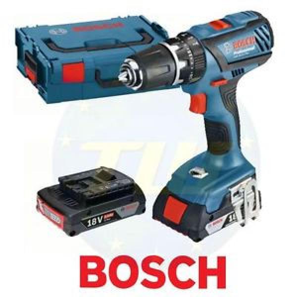 Bosch 18V Combi Drill Cordless Lithium ion with 2x 2.0Ah Batteries &amp; LBoxx GSB18 #1 image