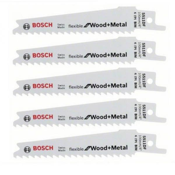 Bosch 5pcs BIM 4&#034; Flexible Sabre Saw Blades S511DF for Wood &amp; Metal Cutting #1 image