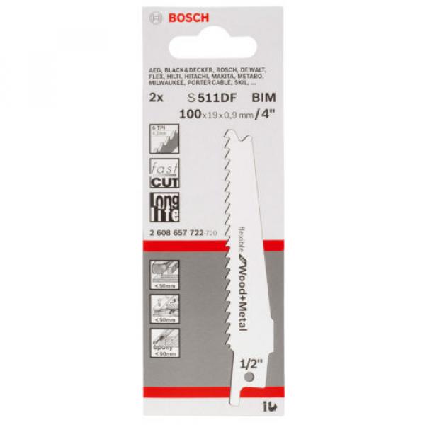 Bosch 5pcs BIM 4&#034; Flexible Sabre Saw Blades S511DF for Wood &amp; Metal Cutting #2 image