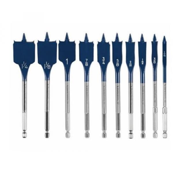 Bosch Daredevil Project Woodworking Drill Hole Spade Bit 10 Piece Tool Set Blue #1 image