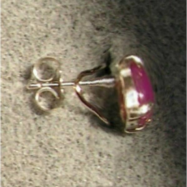 LINDE LINDY 9X7MM 4+CT PINK STAR RUBY CREATED SAPPHIRE 925 S/S STUD EARRINGS 2ND #2 image