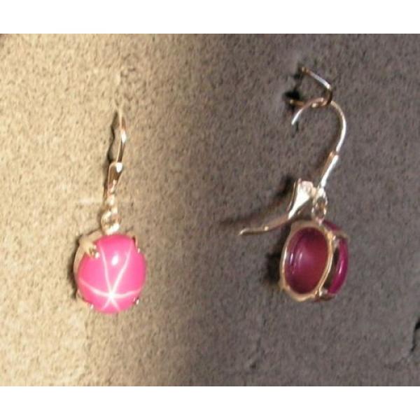 LINDE LINDY 10X8MM 5+ CTW PINK STAR RUBY CREATED SAPPHIRE S/S LEVERBACK EARRINGS #2 image